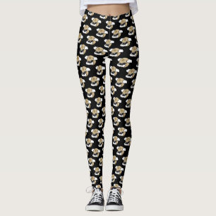 Kawaii Happy Bat Flying on Full Moon Pattern Leggings