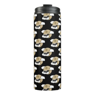 Kawaii Happy Bat Flying on Full Moon Pattern Thermal Tumbler
