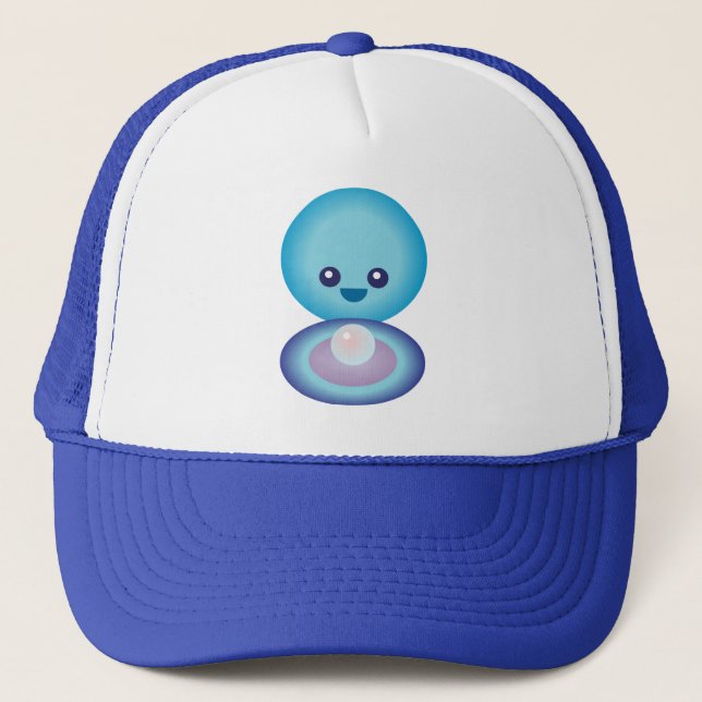 Kawaii Happy Clam Trucker Hat (Front)