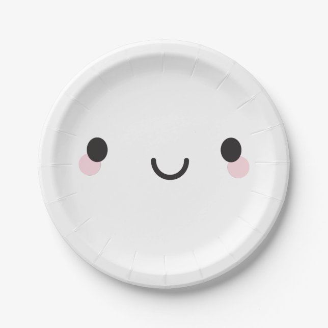 Kawaii Happy Face Paper Plate (Front)