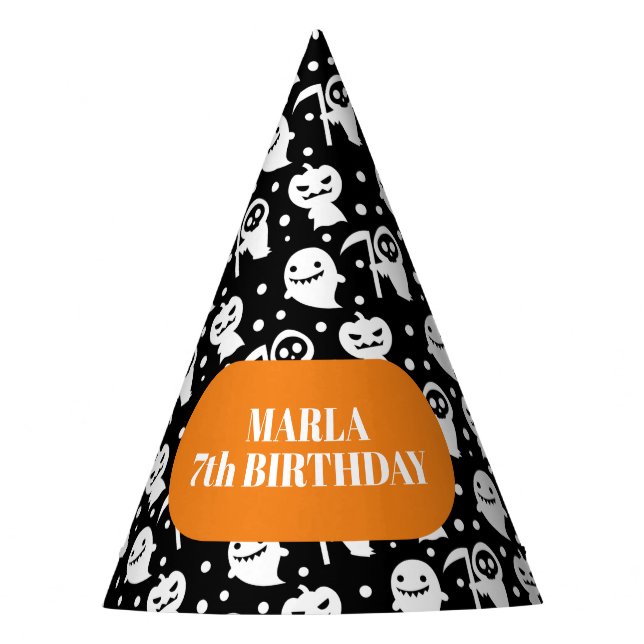 Kawaii Happy Halloween Birthday Party Hat (Front)