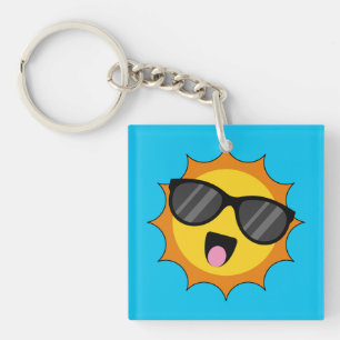 Kawaii Happy Sun with Sunglasses Key Ring