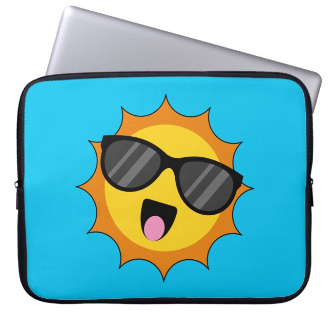 Kawaii Happy Sun with Sunglasses Laptop Sleeve (Front)