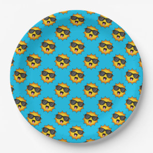 Kawaii Happy Sun with Sunglasses Paper Plate