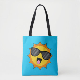 Kawaii Happy Sun with Sunglasses Tote Bag