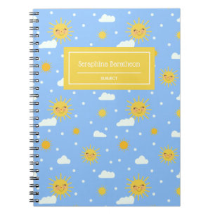 Kawaii Happy Suns And Clouds Pattern Notebook