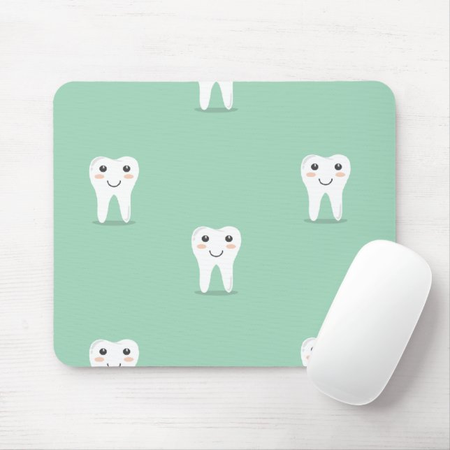 Kawaii happy tooth mouse mat (With Mouse)