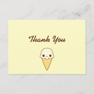 Kawaii Happy vanilla Ice cream cone Thank You Card