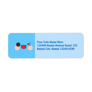 Kawaii Happy Wink Face Blue