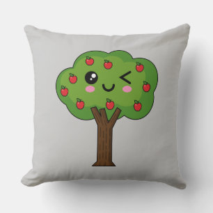 Kawaii Happy Winking Apple Tree Cushion