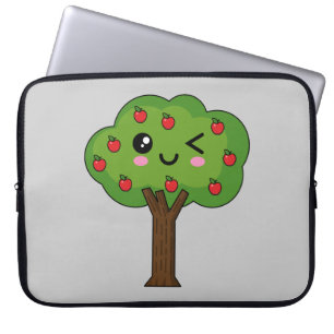Kawaii Happy Winking Apple Tree Laptop Sleeve