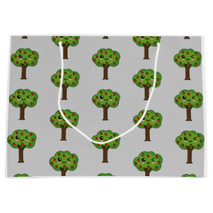 Kawaii Happy Winking Apple Tree Large Gift Bag