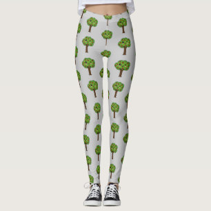 Kawaii Happy Winking Apple Tree Leggings