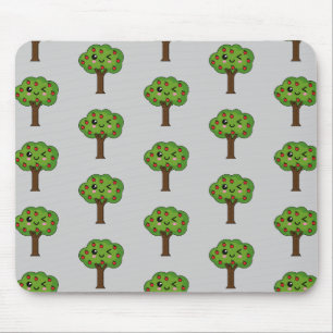 Kawaii Happy Winking Apple Tree Mouse Mat
