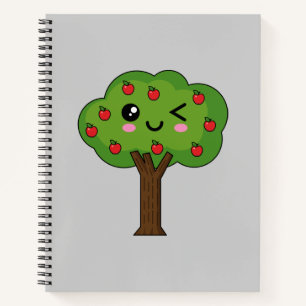 Kawaii Happy Winking Apple Tree Notebook