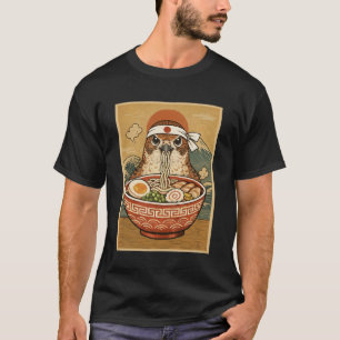 Kawaii Hawk Japanese Ramen Noodles T-Shirt