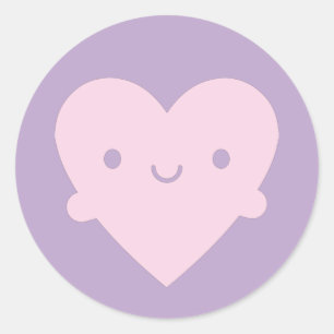 Kawaii Heart Hugs Classic Round Sticker