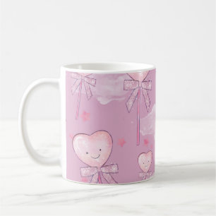Kawaii Heart Lollipop Pattern – Pastel Purple Coffee Mug
