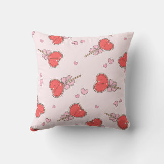 Kawaii Heart Lollipop Throw Pillow 