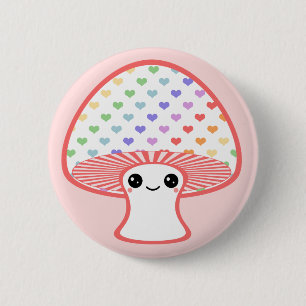 Kawaii Heart Mushroom 6 Cm Round Badge