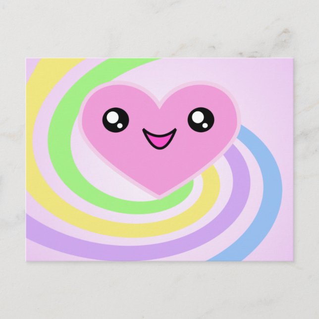 Kawaii Heart Rainbow Postcard (Front)