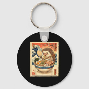 Kawaii Hedgehog Eating Ramen Noodles Bowl Cute Ani Key Ring