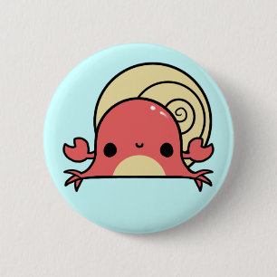 Kawaii Hermit Crab (You change the Background!) 6 Cm Round Badge
