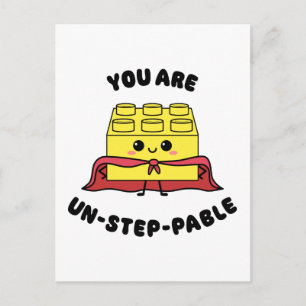 Kawaii Hero Brick Toy Motivational Quote Funny Pun Postcard