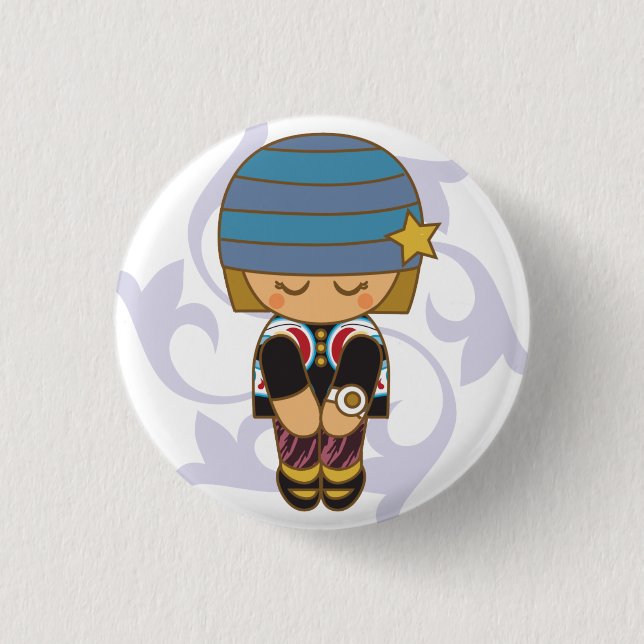 Kawaii Hipster Girl Button (Front)