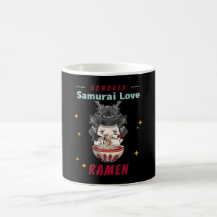 Kawaii Honoured Samurai Cat Eat Ramen Coffee Mug