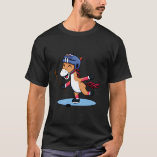 Kawaii Horse Ice Hockey Player T-Shirt