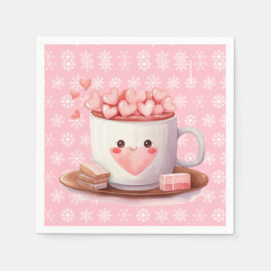 Kawaii hot Cocoa chocolate and snowflakes Napkin