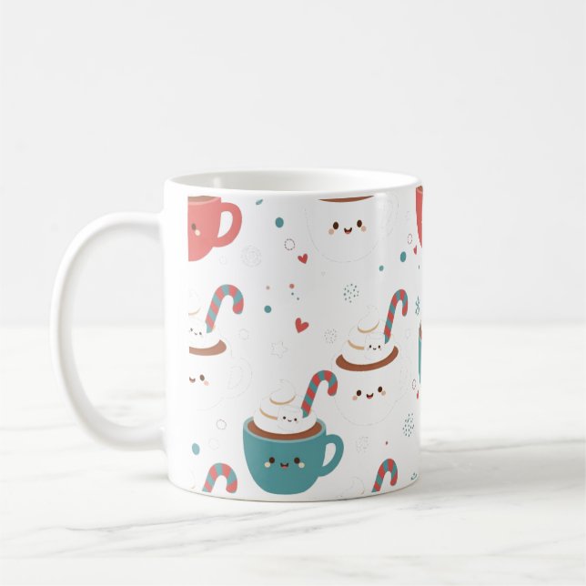 Kawaii Hot Cocoa Mugs Pattern (Left)