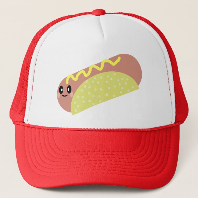KAWAII HOT DOG SUPER DELICIOUS LUNCH TRUCKER HAT (Front)