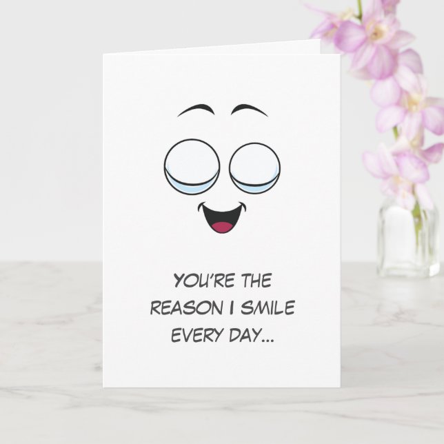 Kawaii Humour Love Emoticon Funny Valentines Day Card (Orchid)