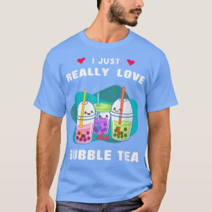 Kawaii I Love Bubble Tea Funny Boba Tea Delicious T-Shirt