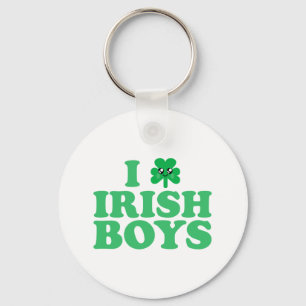 KAWAII I LOVE IRISH BOYS SHAMROCK HEART LUCK IRISH KEY RING