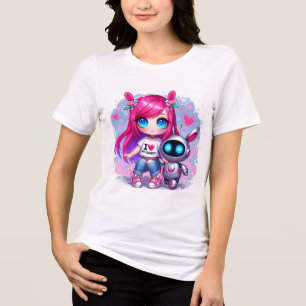 🤖Kawaii I Love My Ai Chatbot Cute BFF Companion Tri-Blend Shirt