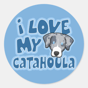 Kawaii I Love My Catahoula Classic Round Sticker