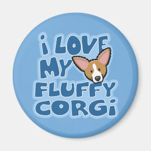 Kawaii I Love My Fluffy Corgi Magnet