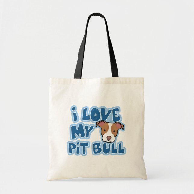 Kawaii I Love My Pit Bull Tote Bag (Front)