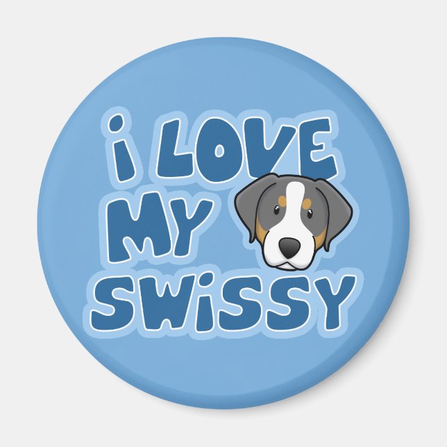 Kawaii I Love My Swissy Magnet (Front)