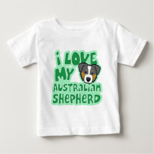 Kawaii I Love My Tri Colour Australian Shepherd Baby T-Shirt
