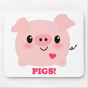 Kawaii I Love Pigs Mouse Mat