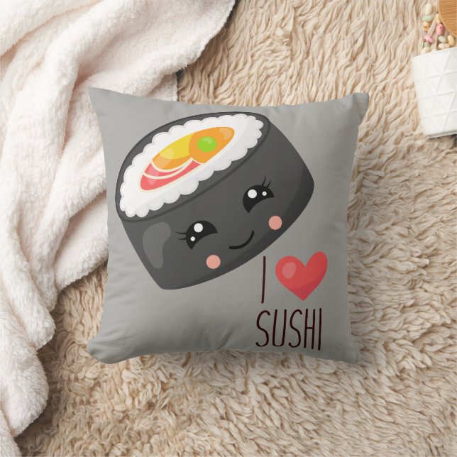 Kawaii I Love Sushi Cushion (Blanket)