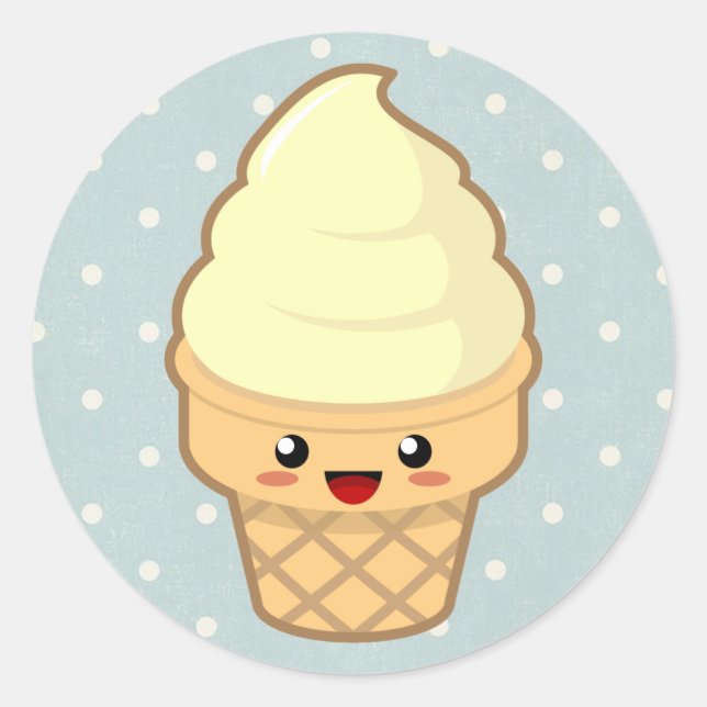 Kawaii Ice Cream Classic Round Sticker (Front)