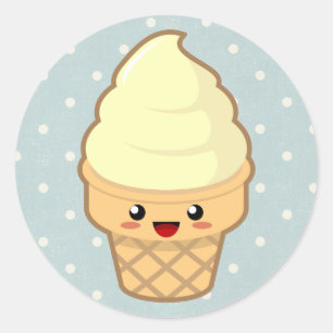 Kawaii Ice Cream Classic Round Sticker