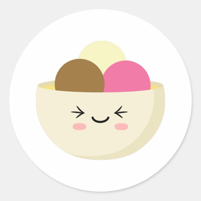 Kawaii Ice Cream Classic Round Sticker (Front)
