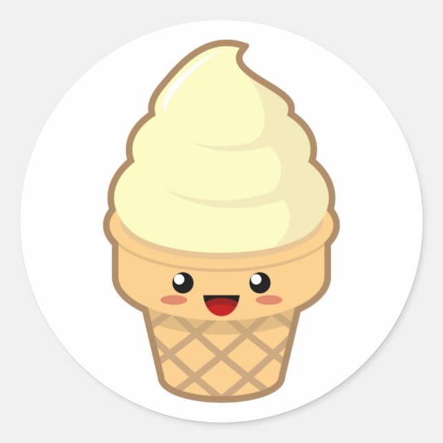 Kawaii Ice Cream Classic Round Sticker (Front)