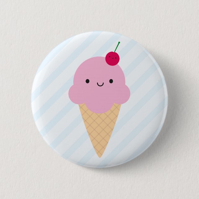 Kawaii Ice Cream Cone 6 Cm Round Badge (Front)